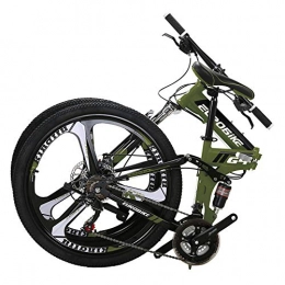 HLMIN-Bike Folding Bike HLMIN Mountain Bike 21 Speed Steel Frame 26 Inches Wheels Dual Suspension Folding Bike (Color : Green, Size : 21Speed)