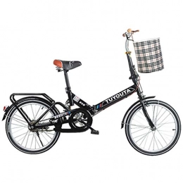 HLMIN-Bike Folding Bike HLMIN Single Speed Folding Bike Aluminum Alloy Commuting Bicycle (Color : Black)