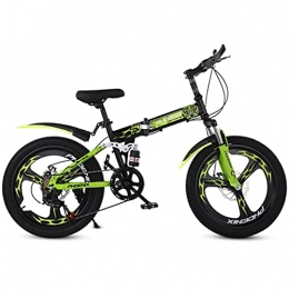 Hmvlw Bike Hmvlw foldable bicycle 20 inch variable speed folding mountain bike, one-wheel foldable disc brake, shock-absorbing folding bike, male and female student bike (Color : Green)