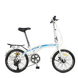 Hmvlw Bike Hmvlw foldable bicycle 7-speed double disc brake folding bicycle 20-inch high-carbon steel male and female adult students and children general bicycle urban commuter bike (Color : Blue)