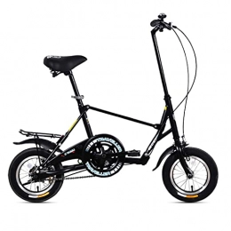 Hmvlw Bike Hmvlw foldable bicycle Adult folding bicycle 12 inches with shelves, adjustable seat height, single speed, high speed ratio, non-slip, non-slip paint (Color : Black)