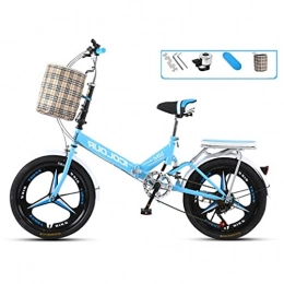Hmvlw Folding Bike Hmvlw foldable bicycle Adult Men's and Women's Folding Bikes Tri-Pole One-Wheel Shock Absorbing Folding Bikes 20-inch 7-speed Portable Bicycles with Passengers (Color : Blue)