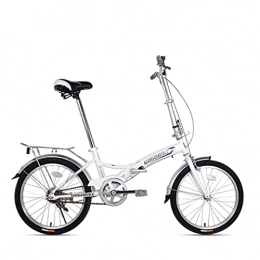 Hmvlw Folding Bike Hmvlw foldable bicycle Aluminum alloy folding bicycle 20 inches single speed, adjustable seat height, rack, rear brake, load 90kg (Color : White)
