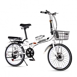 Hmvlw Folding Bike Hmvlw foldable bicycle Folding bicycle 20 inches ultralight adult female students, adults, men to work on a small bicycle with a portable trunk (Color : White)