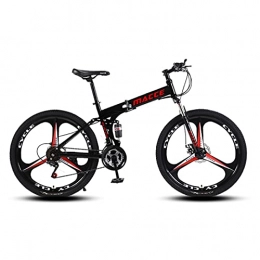 Hmvlw Folding Bike Hmvlw foldable bicycle Folding mountain bike with adjustable seat height, suitable for work, school, short trips, 27 variable speed 26 inches (Color : Red)