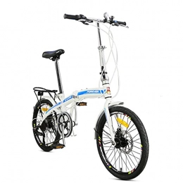 Hmvlw Folding Bike Hmvlw foldable bicycle High-carbon steel folding bicycle 20-inch 7-speed dual disc brakes male and female adult general bicycle urban commuter bike (Color : Blue)
