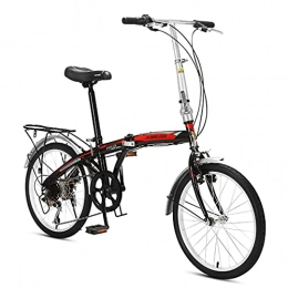 Hmvlw Folding Bike Hmvlw foldable bicycle Mobility Folding Bicycle Front V Brake Rear Brake 20-inch 7-speed Variable Speed ​​Small Folding Bicycle Adult Male and Female Portable Bicycle (Color : Black)