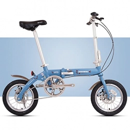Hmvlw Folding Bike Hmvlw foldable bicycle Single-speed disc brake aluminum alloy 14-inch folding bike for adult men and women (Color : Blue)