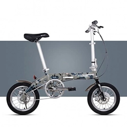 Hmvlw Folding Bike Hmvlw foldable bicycle Small folding bicycle single speed front and rear mechanical disc brakes aluminum alloy seat height adjustable 90kg load (Color : Gray)