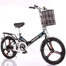 Hmvlw Folding Bike Hmvlw foldable bicycle Variable Speed Bicycle Folding Bicycle Portable Adult Student City Commuting Freestyle Bicycle With Basket (Color : Black)