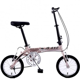 Hmvlw Folding Bike Hmvlw mountain bikes Portable Folding Bicycle -14Inch Wheel Children Adult Women and Man Outdoor Sports Bicycle, Single Speed (Color : Champagne)