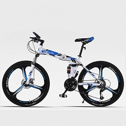 Hmvlw Folding Bike Hmvlw Portable bicycle 24 inch variable speed mountain folding bike, double shock absorption integrated wheel, high carbon steel, multi-color optional (Color : Blue, Speed : 24 speed)