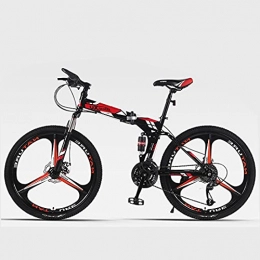 Hmvlw Bike Hmvlw Portable bicycle 3-wheel 24 / 26 inch variable speed mountain folding bike, can put the trunk, adult male and female double shock-absorbing portable bicycle (Color : Red, Size : 24 inches)