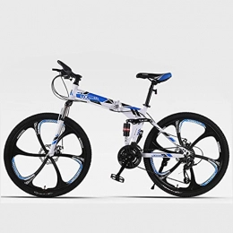 Hmvlw Folding Bike Hmvlw Portable bicycle Adult men's and women's variable-speed mountain folding bikes can be stored in the trunk 24 / 26 inch 6-wheel speed double shock absorption (Color : Blue, Size : 24 inches)