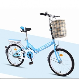 Hmvlw Folding Bike Hmvlw Portable bicycle High-carbon steel 7-speed folding bike, front V brake, rear brake, 20-inch adult ultra-light portable shock absorber folding bike (Color : Blue)