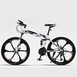 Hmvlw Folding Bike Hmvlw Portable bicycle Unisex mountain folding bike 24 / 26 inch 6 wheel 24 speed double shock absorption Small folding bike can be put in the trunk (Color : Black, Size : 26 inches)