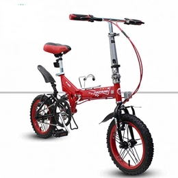 Hmvlw Folding Bike Hmvlw Shock absorption folding bicycle Adult mountain folding bike shock absorption single speed 14 inches suitable for adult men and women to work, school, excursions and play (Color : Red)