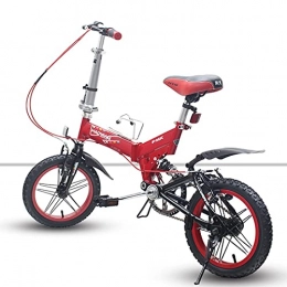 Hmvlw Folding Bike Hmvlw Shock absorption folding bicycle Ultra-light 14-inch mountain bike with shock absorption, high-carbon steel, single-speed, helpful bead pedals, front and rear wheels, V brakes, suitable for heig