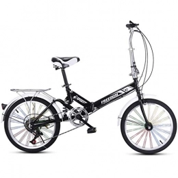 HNWNJ Folding Bike HNWNJ Folding Bikes 20 Inch Lightweight Alloy Folding Bicycle City Commuter Variable Speed Bike, with Colorful Wheel, 13kg - 20AF06B (Color : Black)