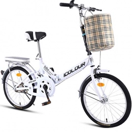 HNWNJ Folding Bike HNWNJ Folding Bikes Folding Bicycle Single Speed Male Female Adult Student City Commuter Outdoor Sport Bike with Basket Lightweight Commuter City Bike (Color : White)