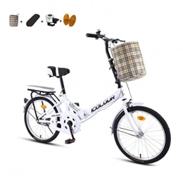 HSBAIS Bike HSBAIS Folding Bike, 7 Speeds Derailleur with V Brake Compact Bicycle Heavy Duty 330lb Lightweight Comfortable Seat for Adult, White_155x68x94cm