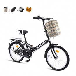 HSBAIS Folding Bike HSBAIS Folding Bike for Adult, Heavy Duty 250lb with V Brake and Comfortable Seat Compact Bicycle Wear-Resistant Tire Great for Urban Riding and Commuting, Black_115x63x80cm