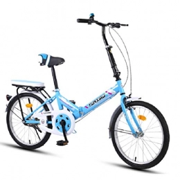 HSBAIS Folding Bike HSBAIS Folding Bike for Adult, with V Brake Comfortable Seat Compact Bicycle Lightweight Rear Rack Great for Urban Riding and Commuting, Blue_155x68x94cm