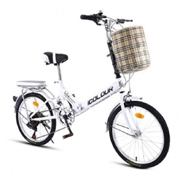 HSBAIS Folding Bike HSBAIS Folding Bike, Lightweight Rear Rack with V Brake with 7 Speeds Derailleur Compact Bicycle Wear-Resistant Tire for Adult, White_155x68x94cm