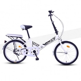 HSBAIS Bike HSBAIS Folding Bike, Wear-Resistant Tire with V Brake Compact Bicycle Lightweight Comfortable Seat, Heavy Duty 300lb for Adult, White_155x60x48cm