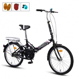HSBAIS Folding Bike HSBAIS Folding Bike, with 7 Speeds Derailleur Lightweight Compact Bicycle with V Brake Wear-Resistant Tire Comfortable Seat for Adult, Black_Black