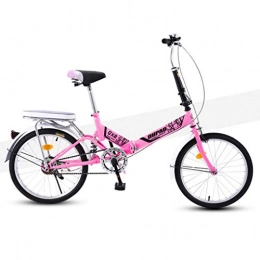 HSBAIS Bike HSBAIS Folding Bike, with V Brake with 6 Speeds Derailleur Compact Bicycle Rear Rack Wear-Resistant Tire Heavy Duty 300lb for Adult, Pink_155x60x45cm