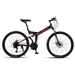 HTCAT Folding Bike HTCAT Bicycle, Mountain Bike, Foldable, Soft Tail Frame, Dual Disc Brakes, Portable Adults, Jungle Trails, Snowy Beaches. (Color : Black and red, Size : 26 inch 24 speed)