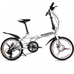 HTPOW-M Folding Bike HTPOW-M Folding Mountain Bike, Adult Outdoor Sports Bicycle Integrated Wheel 8-speed Shift Boy 20" 0624-Z(Color:white)