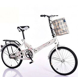 HUAQINEI Folding Bike HUAQINEI Bicycle 20 inch folding bicycle adult men's and women's ultra-light portable shock-absorbing student car gift bicycle, White