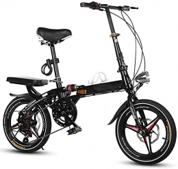 HUAQINEI Folding Bike HUAQINEI Bicycle ultra-light portable mini folding adult scooter with double disc brakes and double shock absorption suitable for work travel commuting, White