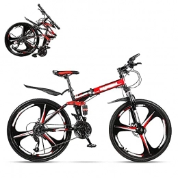 HUAQINEI Folding Bike HUAQINEI Folding Adult Bicycle, 26 Inch Variable Speed Mountain Bike, Double Shock Absorber for Men and Women, Dual Discbrakes, 21 / 24 / 27 / 30 Speed Optional