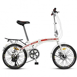 HUAQINEI Folding Bike HUAQINEI Folding bicycle, 20-inch variable-speed folding bicycle, urban cycling male and female adult ultra-light portable student bicycle, Red