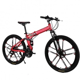 HUAQINEI Bike HUAQINEI Folding Bicycle Mountain Bike, 24 And 26 Inch Knife High Carbon Steel Double Disc Brake Adult Exercise Mountain Bicycle, 24 speed, 24 inches