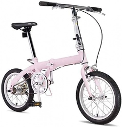 HUAQINEI Folding Bike HUAQINEI Folding bicycles adult men and women ultralight portable bicycles commuters adjustable handlebars and seats aluminum frame single speed 16 inch, Pink