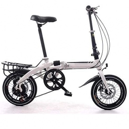HUAQINEI Bike HUAQINEI Folding bike, uni alloy city bike 14 inches, with adjustable handlebar and seat single speed, comfortable saddle, lightweight, suitable for shoppers, White