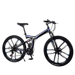 HUAQINEI Bike HUAQINEI Folding Mountain Bike, 21 / 24 / 27Speed Durable Dual Suspension high-carbon steel thickened frame Great for City Riding and Commuting, 21speed, 26 inches