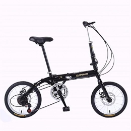 HUAQINEI Bike HUAQINEI Mountain Bikes, 14 inch lightweight folding bicycle variable speed disc brake bicycle black-A Alloy frame with Disc Brakes