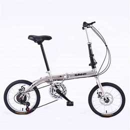 HUAQINEI Folding Bike HUAQINEI Mountain Bikes, 14 inch lightweight folding bicycle variable speed disc brake bicycle champagne gold-A Alloy frame with Disc Brakes