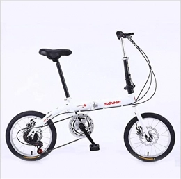 HUAQINEI Bike HUAQINEI Mountain Bikes, 14 inch lightweight folding bicycle variable speed disc brake bicycle white-A Alloy frame with Disc Brakes