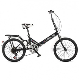 HUAQINEI Folding Bike HUAQINEI Mountain Bikes, 20 inch folding bicycle student folding variable speed bicycle shock-absorbing bicycle Alloy frame with Disc Brakes (Color : Black, Size : With box)