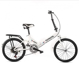 HUAQINEI Folding Bike HUAQINEI Mountain Bikes, 20 inch folding bicycle student folding variable speed bicycle shock-absorbing bicycle Alloy frame with Disc Brakes (Color : White, Size : With box)