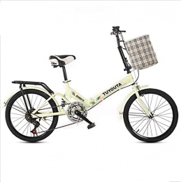 HUAQINEI Folding Bike HUAQINEI Mountain Bikes, 20 inch folding bicycle student folding variable speed bicycle shock-absorbing bicycle Alloy frame with Disc Brakes (Color : Yellow, Size : Frameless)