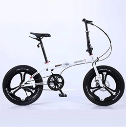 HUAQINEI Bike HUAQINEI Mountain Bikes, Folding Bicycle 20-inch Lightweight Adult Bicycle Super Light Portable Student Bicycle-White Alloy frame with Disc Brakes