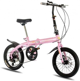 HUAQINEI Bike HUAQINEI Uni folding bike, ultra light folding bike, urban folding pedal bike, aluminum alloy, adjustable handlebar and seat, Pink