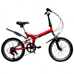 Huhu833(TM) Bike HUHU833 Folding Bikes, 20 Inch Mini Portable Student Speed Wheel Mountain Bikes Folding Bike for Men Women Lightweight Folding Bicycle, Damping Bicycle , Shockabsorption (Red)
